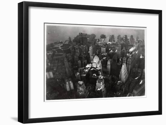 Aerial View of Manhattan, New York City, USA, from a Zeppelin, 1928-null-Framed Giclee Print