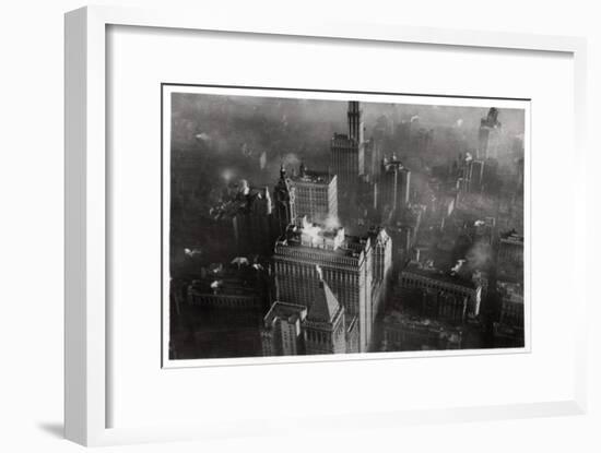 Aerial View of Manhattan, New York City, USA, from a Zeppelin, 1928-null-Framed Giclee Print