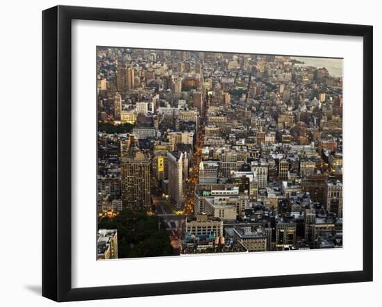 Aerial view of Manhattan, NYC-Michel Setboun-Framed Art Print