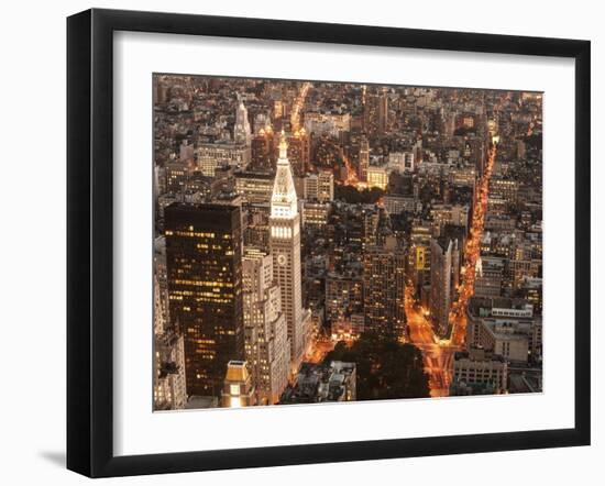 Aerial view of Manhattan with Flatiron Building, NYC-Michel Setboun-Framed Art Print