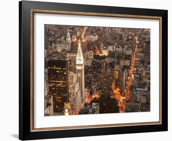 Aerial view of Manhattan with Flatiron Building, NYC-Michel Setboun-Framed Art Print