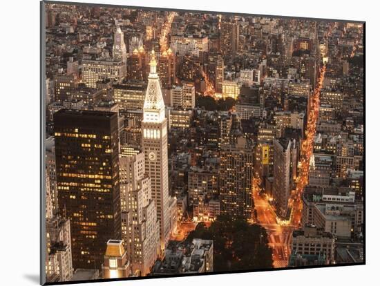 Aerial view of Manhattan with Flatiron Building, NYC-Michel Setboun-Mounted Art Print