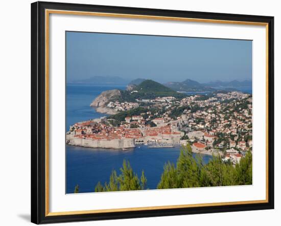 Aerial View of Medieval Walled City, Dubrovnik, Croatia-Lisa S. Engelbrecht-Framed Photographic Print