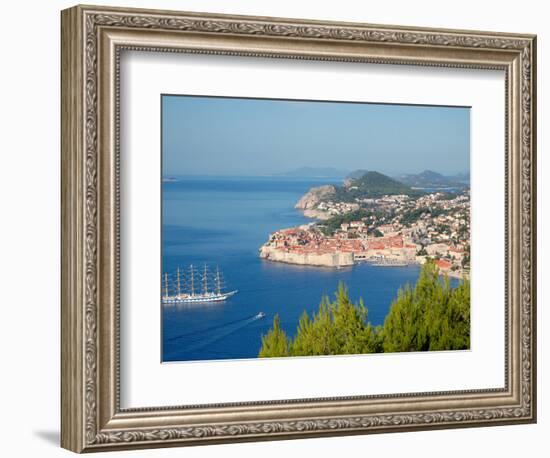 Aerial View of Medieval Walled City, Dubrovnik, Croatia-Lisa S. Engelbrecht-Framed Photographic Print