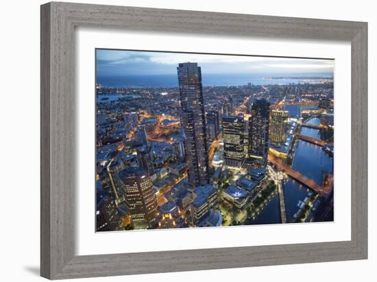 Aerial View of Melbourne at Dusk-John Gollings-Framed Photographic Print