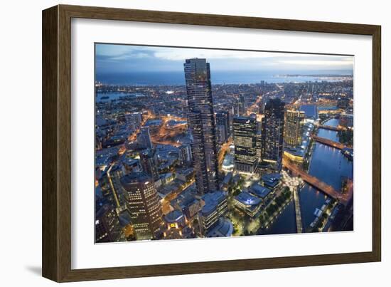 Aerial View of Melbourne at Dusk-John Gollings-Framed Photographic Print