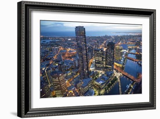 Aerial View of Melbourne at Dusk-John Gollings-Framed Photographic Print