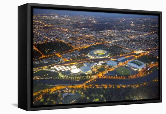 Aerial View of Melbourne at Night-John Gollings-Framed Premier Image Canvas