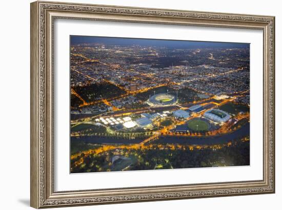 Aerial View of Melbourne at Night-John Gollings-Framed Photographic Print