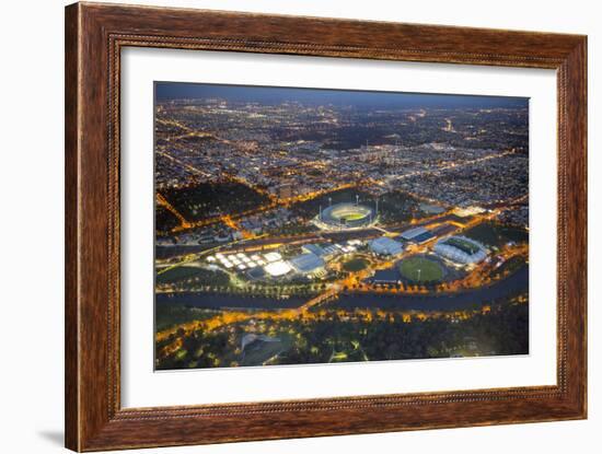 Aerial View of Melbourne at Night-John Gollings-Framed Photographic Print