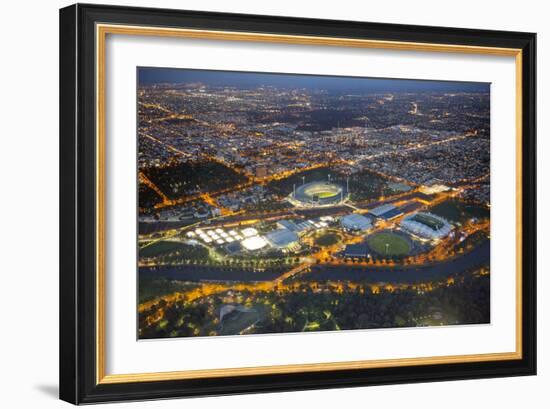 Aerial View of Melbourne at Night-John Gollings-Framed Photographic Print