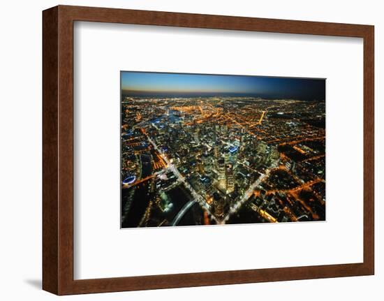 aerial view of Melbourne, cityscape and rooftops, Australia-John Gollings-Framed Photo