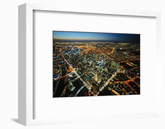 aerial view of Melbourne, cityscape and rooftops, Australia-John Gollings-Framed Photo