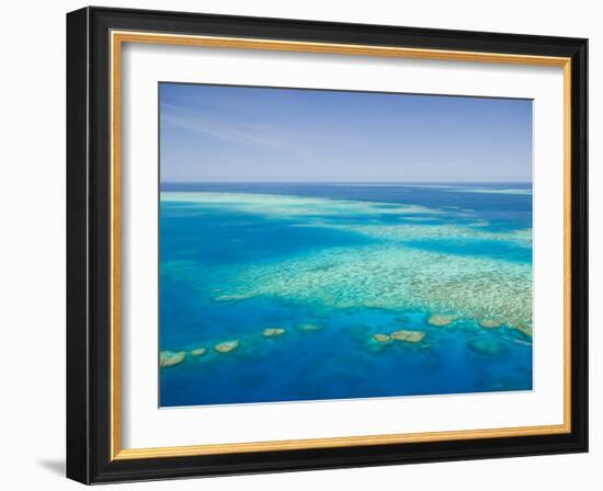 Aerial View of Moore Reef, The Great Barrier Reef, Cairns Area, North Coast, Queensland-Walter Bibikow-Framed Photographic Print