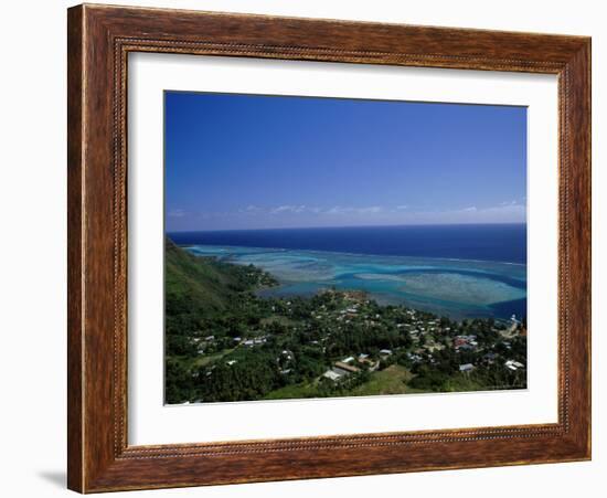 Aerial View of Moorea Showing Village and Reefs-Barry Winiker-Framed Photographic Print