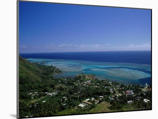 Aerial View of Moorea Showing Village and Reefs-Barry Winiker-Mounted Photographic Print