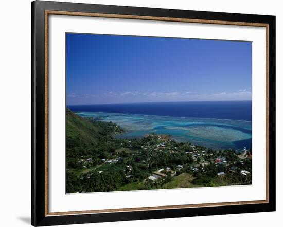 Aerial View of Moorea Showing Village and Reefs-Barry Winiker-Framed Photographic Print