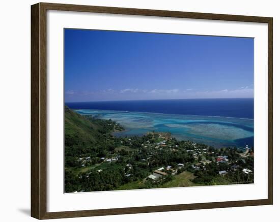 Aerial View of Moorea Showing Village and Reefs-Barry Winiker-Framed Photographic Print