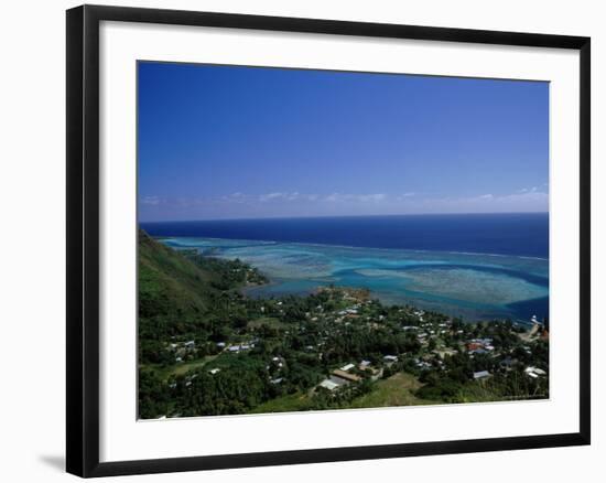 Aerial View of Moorea Showing Village and Reefs-Barry Winiker-Framed Photographic Print