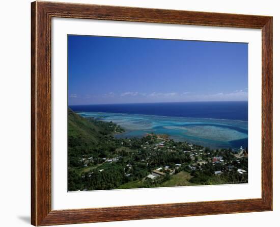 Aerial View of Moorea Showing Village and Reefs-Barry Winiker-Framed Photographic Print