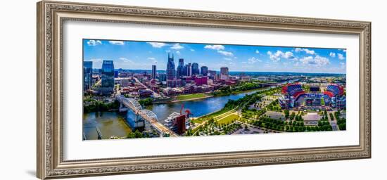 Aerial view of Nashville City and Cumberland River, Davidson County, Tennessee, USA-null-Framed Photographic Print
