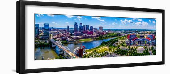 Aerial view of Nashville City and Cumberland River, Davidson County, Tennessee, USA-null-Framed Photographic Print