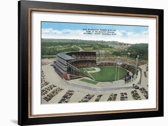 Aerial View of New Milwaukee County Stadium - Milwaukee, WI-Lantern Press-Framed Art Print