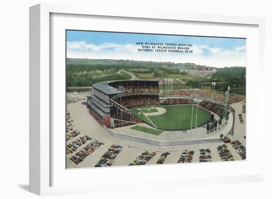 Aerial View of New Milwaukee County Stadium - Milwaukee, WI-Lantern Press-Framed Art Print