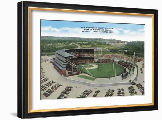 Aerial View of New Milwaukee County Stadium - Milwaukee, WI-Lantern Press-Framed Art Print