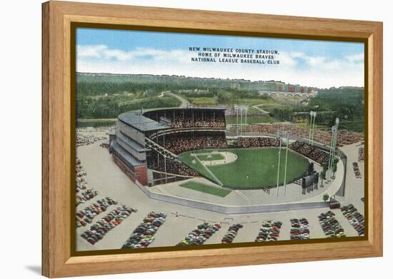 Aerial View of New Milwaukee County Stadium - Milwaukee, WI-Lantern Press-Framed Stretched Canvas