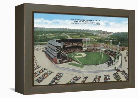 Aerial View of New Milwaukee County Stadium - Milwaukee, WI-Lantern Press-Framed Stretched Canvas