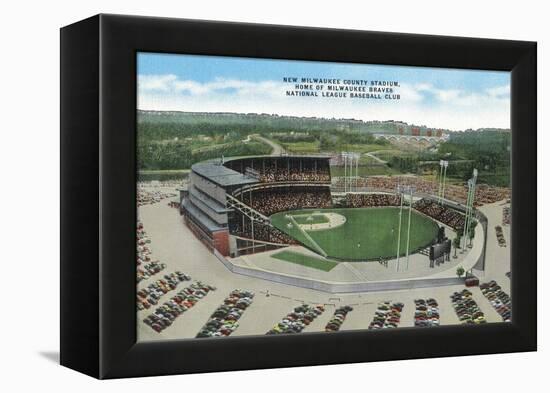 Aerial View of New Milwaukee County Stadium - Milwaukee, WI-Lantern Press-Framed Stretched Canvas