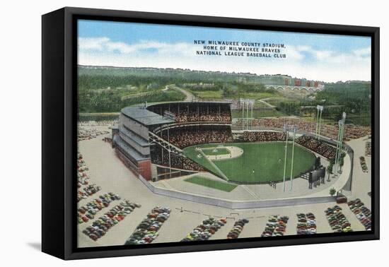 Aerial View of New Milwaukee County Stadium - Milwaukee, WI-Lantern Press-Framed Stretched Canvas