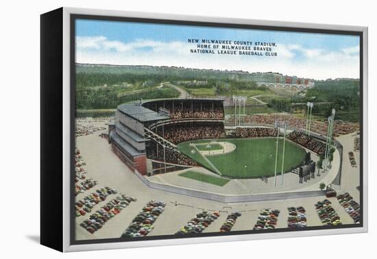 Aerial View of New Milwaukee County Stadium - Milwaukee, WI-Lantern Press-Framed Stretched Canvas