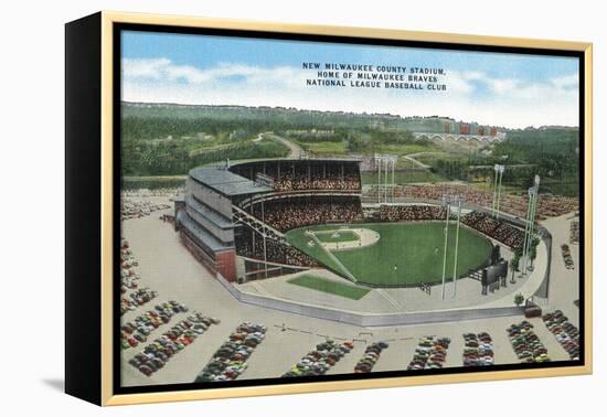 Aerial View of New Milwaukee County Stadium - Milwaukee, WI-Lantern Press-Framed Stretched Canvas