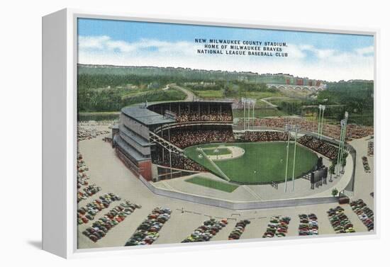 Aerial View of New Milwaukee County Stadium - Milwaukee, WI-Lantern Press-Framed Stretched Canvas