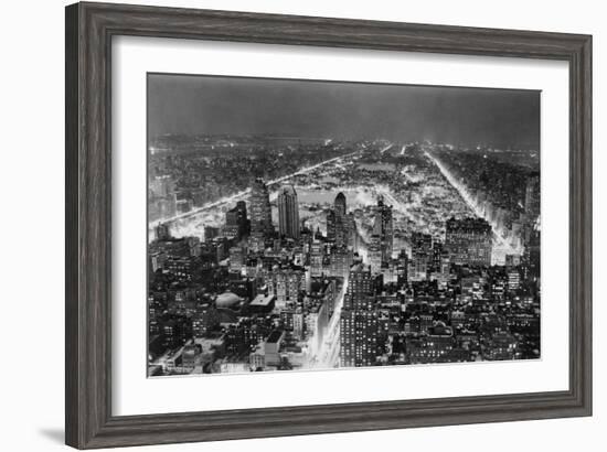 Aerial View of New York City, at Night-null-Framed Photographic Print