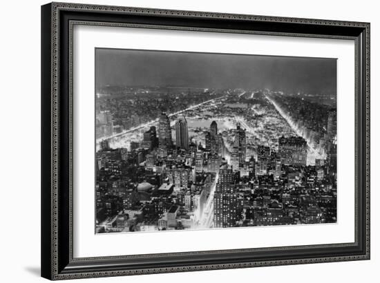 Aerial View of New York City, at Night-null-Framed Photographic Print