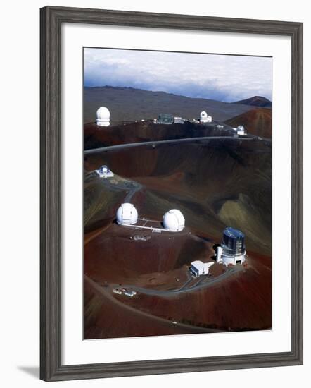 Aerial View of Observatories At Mauna Kea, Hawaii-John Sanford-Framed Photographic Print