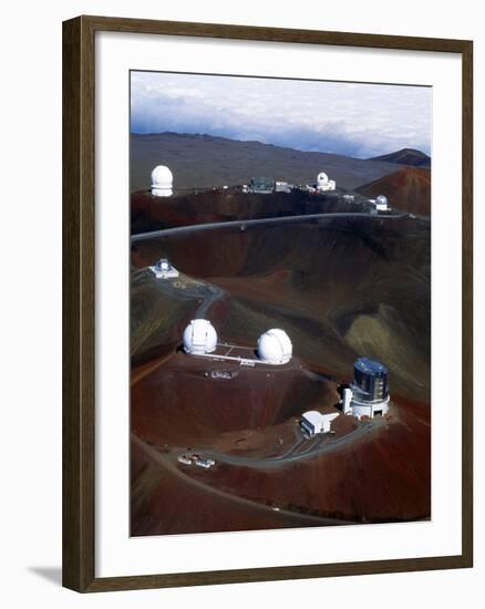 Aerial View of Observatories At Mauna Kea, Hawaii-John Sanford-Framed Photographic Print