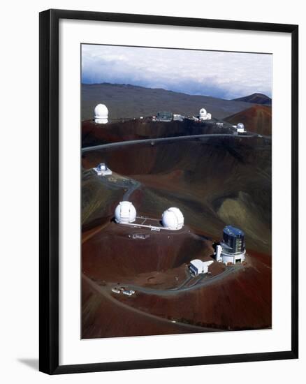 Aerial View of Observatories At Mauna Kea, Hawaii-John Sanford-Framed Photographic Print