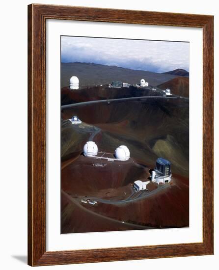 Aerial View of Observatories At Mauna Kea, Hawaii-John Sanford-Framed Photographic Print