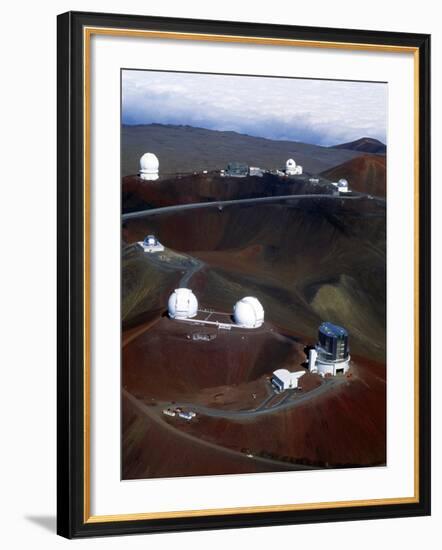 Aerial View of Observatories At Mauna Kea, Hawaii-John Sanford-Framed Photographic Print