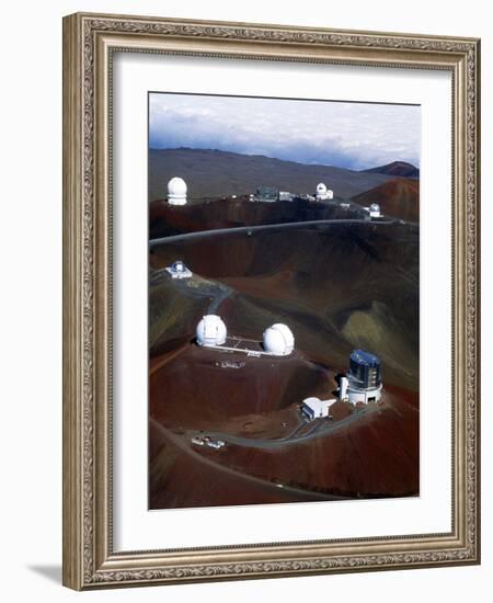 Aerial View of Observatories At Mauna Kea, Hawaii-John Sanford-Framed Photographic Print