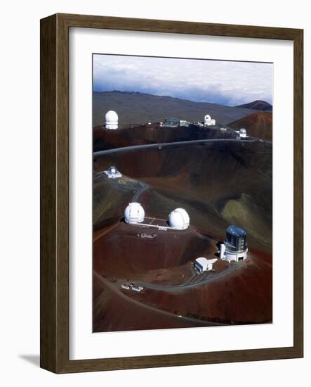 Aerial View of Observatories At Mauna Kea, Hawaii-John Sanford-Framed Photographic Print