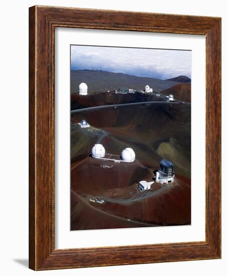 Aerial View of Observatories At Mauna Kea, Hawaii-John Sanford-Framed Photographic Print