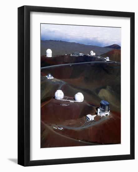 Aerial View of Observatories At Mauna Kea, Hawaii-John Sanford-Framed Photographic Print