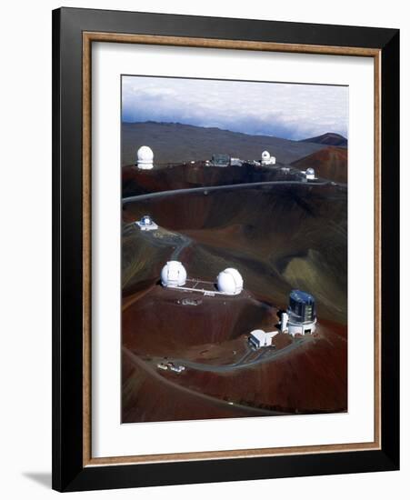 Aerial View of Observatories At Mauna Kea, Hawaii-John Sanford-Framed Photographic Print