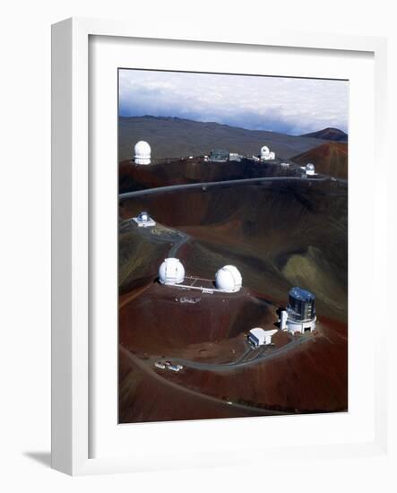 Aerial View of Observatories At Mauna Kea, Hawaii-John Sanford-Framed Photographic Print