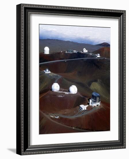 Aerial View of Observatories At Mauna Kea, Hawaii-John Sanford-Framed Photographic Print